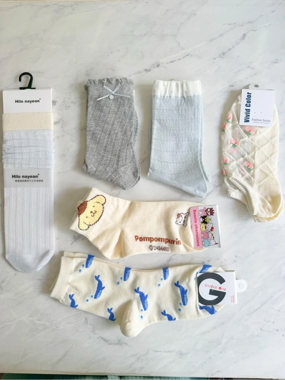 New 6 Pairs of cute socks
